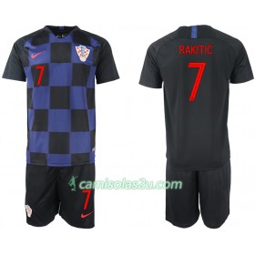 Camisolas de Futebol Croácia RAKITIC 7 Criança Equipamento Alternativa Copa do Mundo 2018 Manga Curta